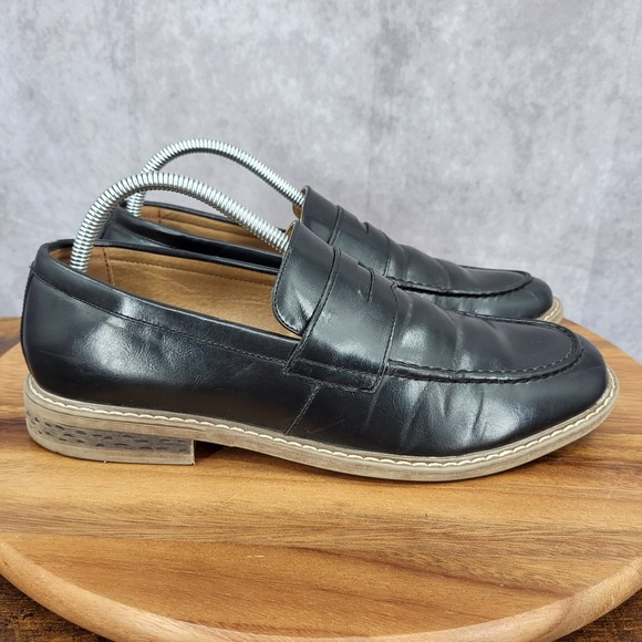 Nautica Penny Loafers Mens 8 Black Faux Leather Slip On Shoes Elias - Picture 1 of 14